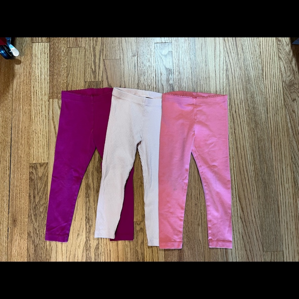 Lot of 3 Tea Collection leggings in assorted pinks 3T